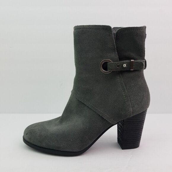 Koolaburra By Ugg Samiah Womens Size 7 Grey Suede Stacked Heel Booties Boots - Picture 4 of 12